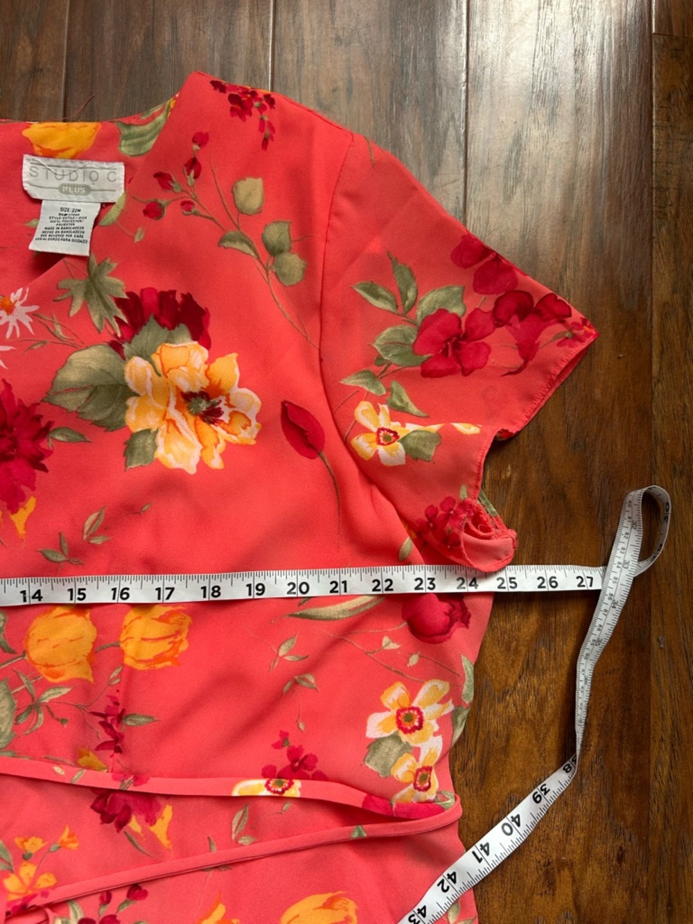 Studio C Coral Floral Dress with Yellow & Green Accents - Picture 11 of 12